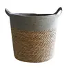 Cestería de Paja Tejida Cesta de Almacenamiento Maceta de Piso Cesta de Pasto Marino Cesta de Flores Nórdica Cesta Tejida Decoración de Plantas Cesta de Flores Cesta de Flores