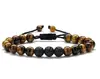Pulsera de Ojo de Tigre Amarillo Natural de 8 mm Pulsera para Mujeres y Hombres Pulsera Trenzada Aromaterapia con Aceites Esenciales Pulsera de Cuentas Pulsera Pulsera