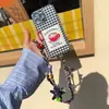 Corrente de Celular Longa Cor de Doce Dopamina com Botões de Estrela, Alça de Cordão Colorida para Celular Transversal Tecida à Mão