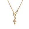 Colar Pingente Cruz de Zircônia Retro Francês para Mulheres, Luxo Leve, Fashion, Simples, Versátil, Design Único Corrente Clavícula