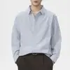 Ropa de Hombre Xintang Nueva Primavera Camisa de Manga Larga a Rayas Retro Americana para Hombre, Casual Suelta y Versátil
