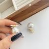 Pendientes de Diamante y Perla de Fila de Una Palabra Elegantes de Lujo Ligero Estilo Retro Pendientes Nuevos Dos Pendientes Grandes de Perla para Mujer