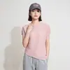 Top Básico Multicolor Plisado para Mujer, Dobladillo Irregular, Pliegues Texturizados, Camiseta Interior de Verano Holgada de Manga Corta