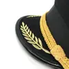Fabricante de Sombreros Logo Hecho a Medida Bordado Dorado Gorra Negra Grande Sombrero de Piloto Capitán Profesional Sombrero de Ala Ancha Personalización