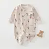 Macacão para Bebê Recém-Nascido Primavera e Outono Algodão Puro Manga Longa Body Roupa de Base para o Inverno Desenho Animado Meninos e Meninas Roupas para Engatinhar de Bebê