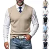 Chal de punto Casual de Negocios Chaleco sin Mangas de Punto Trenzado con Cuello en V para Hombre
