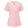 Camisa de manga corta con cuello en V para quirófano, hospital, clínica dental, salón de belleza, uso quirúrgico, corte ajustado, ropa de trabajo para clínica de mascotas, transpirable y de secado rápido