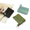 Billetera pequeña de color sólido de piel de vaca de capa superior, monedero portátil, mini ultra-delgada de cuero con cremallera, monedero para mujer, venta directa de fábrica