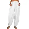 Pantalones Casuales de Exportación Europeos y Americanos para Mujer Amazon Wish Pantalones Casuales Holgados de Algodón para Casa Pantalones Harem