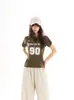 Camiseta de Verano con Estilo Retro Deportivo Nueva Tendencia Cuello Redondo Mangas Raglán Cortas para Mujer Verano Hombro Normal Corte Ajustado Estilo Chica Picante