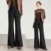 Elegantes pantalones de pierna recta acampanados para mujer, de cintura alta, caída suave, nuevo estilo primavera/otoño 2026, pantalones de traje acampanados que estilizan y alargan las piernas