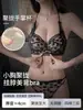 Lingerie de Renda Desejo Puro para Mulheres, Sutiã Meia-Taça Sexy com Reunião para Seios Pequenos, Reunião Lateral dos Seios, Anti-Queda, Sutiã Sem Fio