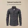 Camisa para Hombre Jiachuan de Cuatro Vías Elásticas Estampado Digital Rayas Manga Larga Cuello Solapa Tipo Camisa para Hombre Ropa para Hombre Venta al por Mayor