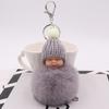 Lindo colgante de bola de pelo de muñeca dormida, lindo llavero de peluche, colgante de bolso de mujer, colgante de coche de piel