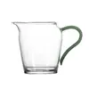 Taza de Feria de Vidrio, Resistente al Calor, Transparente, con Asa de Color, Recipiente para Compartir Té, Taza Mar de Té, Accesorios para Ceremonia de Té Kung Fu, Alto Borosilicato