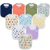 Babadores de Algodão Macio Impermeáveis Personalizados para Bebê, Camada Dupla de Algodão Puro, Toalha Absorvente de Saliva, Babadores de Alimentação para Bebê em Forma de U, 0-3 Anos