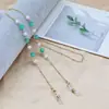 Corrente para Óculos de Contas de Vidro com Fio Dourado Novo Estilo, Cordão de Metal Versátil Multicolorido, Tira Anti-Perda para Óculos, Acessório de Corrente para Máscara