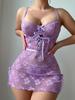 Suministro de Comercio Exterior Transfronterizo Europeo y Americano Sexy Encaje Transparente Espalda Descubierta Una Pieza Pura Lujuria Tentación Conjunto de Ropa Interior Sexy