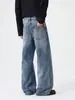 Pantalones Vaqueros Texturizados Florales Estilo High Street Americano Muxi Clothing para Hombre, Pantalones Rectos Acampanados Retro de Otoño, Estilo Baggy