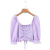Aliexpress Comercio Exterior Transfronterizo Ropa Europea y Americana al por Mayor 2025 Verano Nuevo Color Tops Elásticos con Cordón
