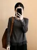 Blusa de Manga Longa com Gola Alta em Malha Leve Mature Francesa para Mulheres, Afinando, Outono Inverno, Roupa Íntima Chic para o Dia a Dia