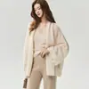 Cardigan de Punto Campari 25% Seda de Morera 75% Cachemira para Mujer, Cuello Halter, Holgado, Mangas Anchas, Abrigo Suéter
