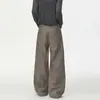 Pantalones casuales de pierna ancha, color liso, longitud al suelo, con tapeta de botones al frente y pliegues, estilo Old Money, vibra moderna para hombre