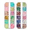 Juego de lentejuelas con purpurina para decoración de uñas, degradado en polvo, azul y morado, 123 mm, esmalte de uñas mixto, pegamento para joyería, material de gota