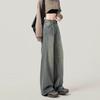 Jeans de Pierna Ancha con Diseño de Rayas Verticales Retro Americano para Mujer, Nuevo Otoño Cintura Alta Adelgazantes Sueltos de Pierna Larga