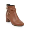 31-45 una generación de otoño e invierno talla botas cortas de tacón grueso para mujer hebilla de cinturón tacón cremallera lateral botas de mujer W80
