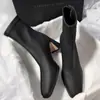 Botas de Moda Elegantes de Salto Alto Estilo Francês 2025 Outono e Inverno Nova Versão Coreana Simples Versátil Curtas Elásticas Tamanho Grande