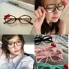 Gafas Ovaladas Estampado de Leopardo Marco de Lazo Deseo Puro Lindo Vintage Gafas Sin Graduación Subcultura Aspecto Natural Sin Maquillaje Sesión de Fotos Decorativa