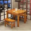 Combinación de Mesa y Silla de Hotel Madera Maciza Mesa y Silla de Comida Rápida Mesa y Silla para Snack Barbecue Tienda de Fideos Puesto de Comida Restaurante de Desayuno Mesa Carbonizada