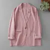 Blazer Ligero de Algodón y Lino Estilo Retro Francés con Protección Solar para Mujer Nuevo Estilo 2025 Holgado