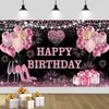 Fondo de fiesta de cumpleaños nuevo transfronterizo 2027, fondo de decoración festiva con diseño de globo y pastel de cumpleaños impreso en alta definición
