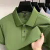 Camisa Polo hexagonal com contas 100% algodão mercerizado para homens, cor sólida, gola de lapela, manga curta, absorvente de suor, respirável, hipoalergênica, top para negócios, várias cores