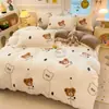 Conjunto de cama de quatro peças em fibra de leite, grau A, seguro para bebês, espessado para o inverno, com forro de fleece, adequado para estudantes, conjunto de cama de três peças
