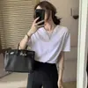 Entrega en una sola pieza camiseta de algodón gris para hombro top de mujer verano simple holgado combinable estilo coreano básico manga corta