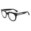 Montura de Gafas Vintage Artística de Clavo de Arroz Marco Redondo para Hombres y Mujeres Montura Gruesa Patilla Ancha Espejo Plano Personalizada de Moda Cara Lisa Montura Versátil