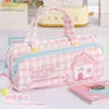 Lindo estuche para lápices bordado de la suerte con estampado estilo ins coreano, que induce dopamina, de gran capacidad, bolsa/caja de papelería de alta apariencia