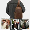 Mochila Multifuncional para Hombre de Cuero Genuino Transfronteriza, Bolso de Hombro de Gran Capacidad, Pechera para Hombre
