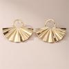 EZ5281 Pendientes de Hojas de Ventilador de Metal Exageradas Europeos y Americanos Dulces Frescos Estilo Playa Océano Patrón de Concha Pendientes Vintage para Mujer