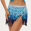Roupas de performance de dança do ventre transfronteiriças de Halloween, corrente de cintura com borlas de quatro camadas, toalha de quadril bossimi sexy, toalha de cintura, saia com lantejoulas para mulheres