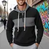 Talla Europea Amazon Nueva Sudadera con Bloques de Color a Cuadros para Hombre con Capucha de Manga Larga Top Deportivo Casual