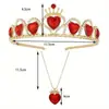 Nuevo Estilo Brillante Colorido Corazón de Melocotón Corazón Rojo Piedra Preciosa Aleación Pedrería Corona Tocado de Novia Boda Fiesta de Princesa Infantil