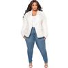 N7899 transfronterizo Amazon mujer gorda otoño e invierno temperamento viajero color sólido solapa manga larga saco traje pequeño
