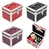 Estuche de Maquillaje Portátil de Aleación de Aluminio con Espejo, Caja de Herramientas de Maquillaje, Estuche de Aluminio para Almacenamiento de Belleza