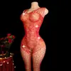 Lencería sexy de comercio exterior transfronteriza, transparente, deseo puro, adornada con pedrería, jacquard, no extraíble, conjunto sensual de una pieza de malla