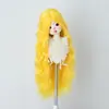 Peluca para Muñeca BJD Color Multicolor Opcional Flequillo Largo Ola de Agua Cabello Largo Rizado de 3/4/6 Puntos Seda de Alta Temperatura Cabello en Blanco