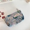 26229 Bolsa de Maquiagem Floral Francesa em Relevo Combinada, Bolsa de Mão Simples Portátil, Clutch Casual para Celular e Caminhada